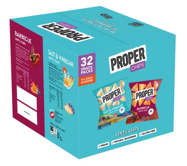 Proper Chips BBQ and Salt and Vinegar Mixed Case, 32 x 14g